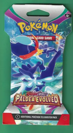 Pokemon "Paldea Evolved " 10-Card Sealed Sleeved Booster (Quaquaval) X1 - Image 1