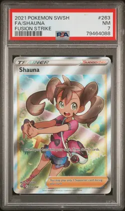 PSA 7 NM Shauna 263/264 2021 Pokemon Card Fusion Strike Full Art Trainer - Image 1