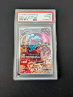 2025 Team Rocket's Wobbuffet 203 Pokemon Destined Rivals Promo Card PSA 10 - Image 1