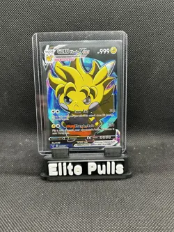 Pokemon TCG Goku as Pikachu VCOS Cosplay Custom Full Art Holographic Card - Image 1