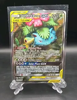 Pokemon Venusaur and Snivy GX SM 229 Full Art Tag Team Promo Card - Image 1