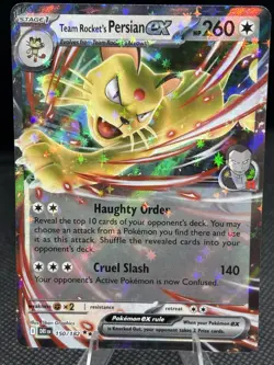 Team Rocket's Persian ex 150/182 Destined Rivals Ultra Rare Holo Pokemon Card NM - Image 1