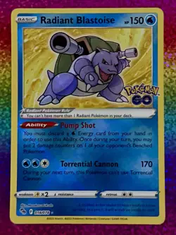 Pokemon Radiant Blastoise 018/078 Radiant Rare Pokemon GO TCG Card 2022 FreeS&H! - Image 1