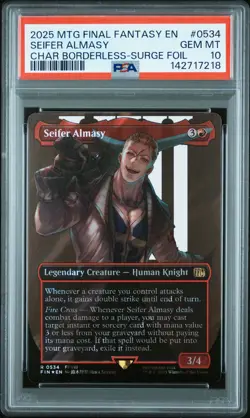 2025 MTG FINAL FANTASY CHARACTER BORDERLESS-SURGE FOIL SEIFER ALMASY PSA 10 - Image 1