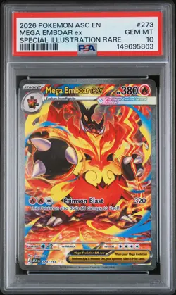 2026 POKEMON ASCENDED HEROES SPECIAL ILLUSTRATION RARE MEGA EMBOAR EX PSA 10 - Image 1