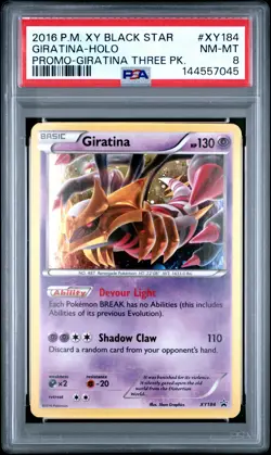 2016 POKEMON XY BLACK STAR PROMO GIRATINA THREE PACK #XY184 GIRATINA-HOLO PSA 8 - Image 1