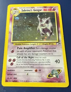 Pokemon Sabrina's Gengar 14/132 Gym Challenge Holo Rare Card *SWIRL* - Image 1