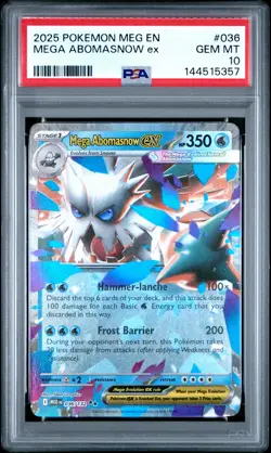 2025 POKEMON MEG EN-MEGA EVOLUTION #036 MEGA ABOMASNOW EX PSA 10 - Image 1