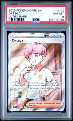 2025 POKEMON PRE EN-PRISMATIC EVOLUTIONS ULTRA RARE #141 ORTEGA PSA 8 - Image 1