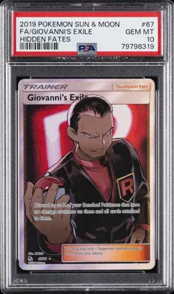 2019 POKEMON SUN & MOON HIDDEN FATES #67 FULL ART/GIOVANNI'S EXILE PSA 10 - Image 1