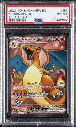 2023 POKEMON MEW EN-151 ULTRA RARE #183 CHARIZARD EX PSA 8 - Image 1