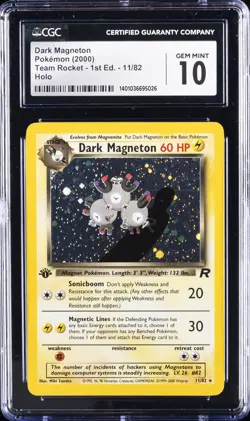 2000 POKEMON ROCKET 1ST EDITION HOLO #11 DARK MAGNETON-HOLO CGC 10 GEM MINT - Image 1