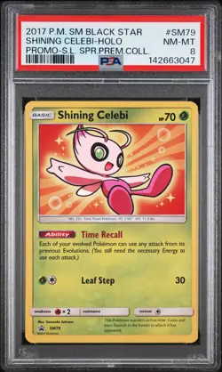 2017 POKEMON SM BLACK STAR PROMO #SM79 SHINING CELEBI-HOLO PSA 8 - Image 1