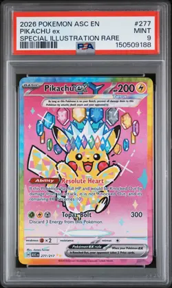 2026 POKEMON ASCENDED HEROES SPECIAL ILLUSTRATION RARE #277 PIKACHU EX PSA 9 - Image 1