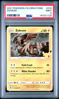 2021 POKEMON CELEBRATIONS #010 ZEKROM PSA 9 - Image 1