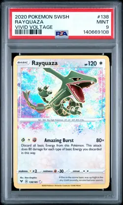 2020 POKEMON SWORD & SHIELD VIVID VOLTAGE #138 RAYQUAZA PSA 9 - Image 1