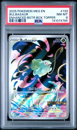 2025 POKEMON MEG EN-MEGA EVOLUTION ENHANCED BOOSTER BOX TOPPER BULBASAUR PSA 8 - Image 1