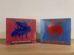 Pokemon TCG Sword & Shield Elite Trainer Box Zacian Zamazenta Set of 2 - Image 1