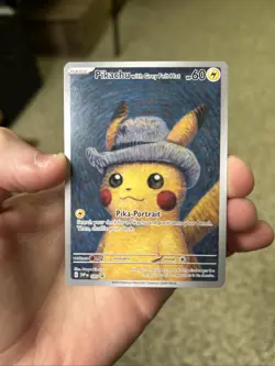 2023 Pikachu With Grey Felt Hat 085 Promo Card Pokemon X Van Gogh 100% Authentic - Image 1