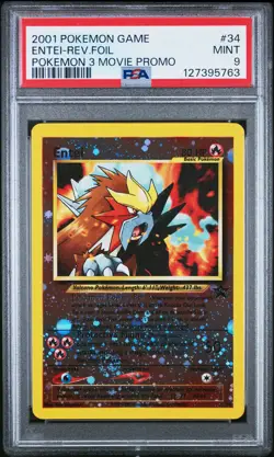 Pokemon TCG Entei Wizards Black Star Promos 34 Holo Promo Promo PSA 9 Mint Swirl - Image 1