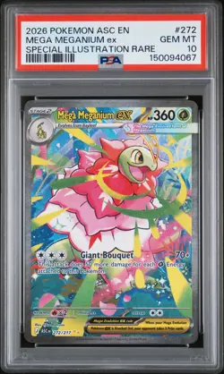 2026 POKEMON ASCENDED HEROES SPECIAL ILLUSTRATION RARE MEGA MEGANIUM EX PSA 10 - Image 1