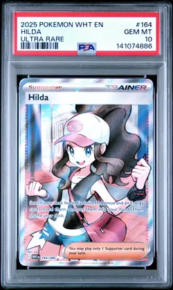2025 POKEMON WHT EN-WHITE FLARE ULTRA RARE #164 HILDA PSA 10 - Image 1