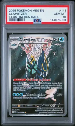 2025 POKEMON MEG EN-MEGA EVOLUTION ILLUSTRATION RARE #141 CLAWITZER PSA 10 - Image 1