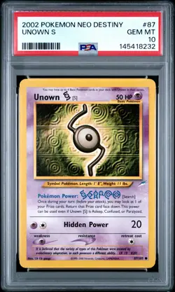 2002 POKEMON NEO DESTINY #87 UNOWN S PSA 10 - Image 1
