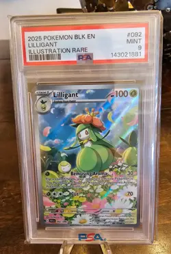 2025 Lilligant #92 Illustration Rare Pokemon Black Bolt PSA 9 - Image 1