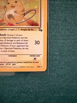 Pokemon Raichu Fossil Unlimited Holo 14/62 NM Near Mint - Image 5