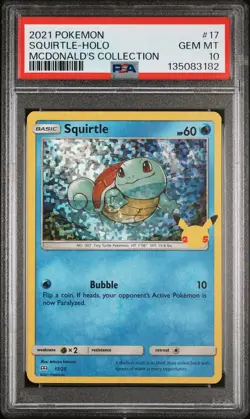 2021 POKEMON MCDONALD'S COLLECTION #17 SQUIRTLE-HOLO PSA 10 - Image 1