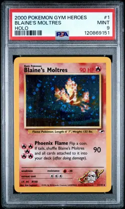 2000 POKEMON GYM HEROES HOLO #1 BLAINE'S MOLTRES PSA 9 - Image 1