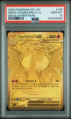 2025 POKEMON PHANTASMAL FLAMES MEGA HYPER RARE #130 MEGA CHARIZARD X EX PSA 10 - Image 1