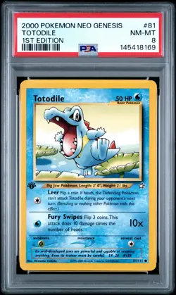 2000 POKEMON NEO GENESIS 1ST EDITION #81 TOTODILE PSA 8 - Image 1