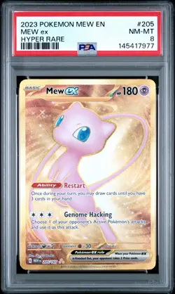 2023 POKEMON MEW EN-151 HYPER RARE #205 MEW EX PSA 8 - Image 1