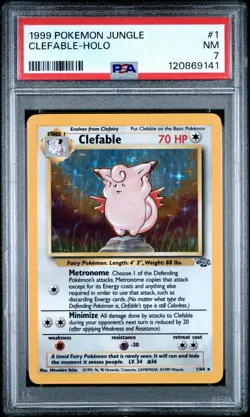 1999 POKEMON JUNGLE #1 CLEFABLE-HOLO PSA 7 - Image 1