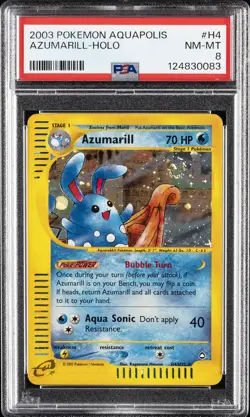 2003 POKEMON AQUAPOLIS #H4 AZUMARILL-HOLO PSA 8 - Image 1