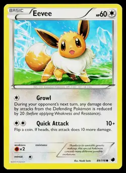 Eevee 89/116 Common Plasma Freeze Pokemon Moderately Played - Image 1
