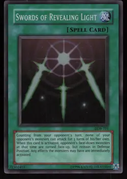 Swords of Revealing Light LOB-101 Super Rare 2003 BPT Print Yu-Gi-Oh - Image 1