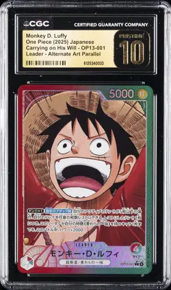 2025 ONE PIECE JPN CARRYING ON HIS WILL ALT ART MONKEY D LUFFY CGC 10 PRISTINE - Image 1