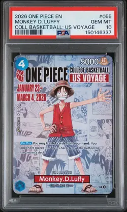 2026 ONE PIECE PROMOS COLLEGE BASKETBALL : US VOYAGE MONKEY D. LUFFY PSA 10 - Image 1