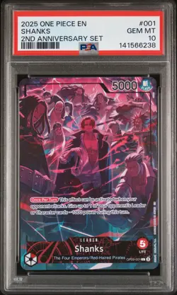 2025 ONE PIECE ENGLISH 2ND ANNIVERSARY SET OP09-001 SHANKS PSA 10 - Image 1