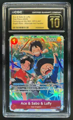 2025 One Piece Ace & Sabo Luffy Super Rare Alt Art #OP13-007 CGC 10 Pristine - Image 1