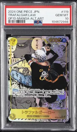 2024 ONE PIECE JAPANESE ROYAL BLOOD MANGA ALTERNATE ART TRAFALGAR LAW PSA 10 - Image 1