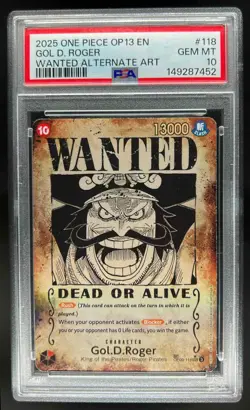 2025 One Piece Gol D. Roger Special Card Wanted Alt Art #OP09-118 PSA 10 - Image 1
