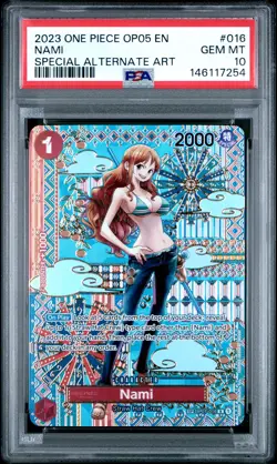 2023 ONE PIECE OP05-AWAKENING OF THE NEW ERA SPECIAL ALTERNATE ART NAMI PSA 10 - Image 1