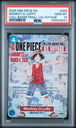 2026 ONE PIECE PROMOS COLLEGE BASKETBALL : US VOYAGE MONKEY D. LUFFY PSA 10 - Image 1