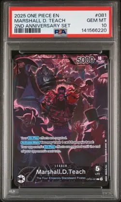 2025 ONE PIECE ENGLISH 2ND ANNIVERSARY SET OP09-081 MARSHALL D. TEACH PSA 10 - Image 1
