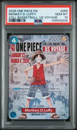 2026 ONE PIECE PROMOS COLLEGE BASKETBALL : US VOYAGE MONKEY D. LUFFY PSA 10 - Image 1