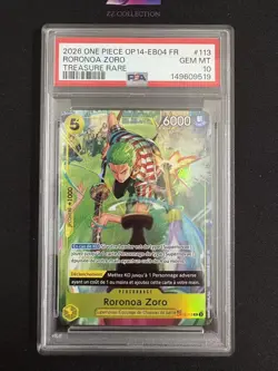 2026 One Piece OP14-EB04 FR Roronoa Zoro OP12-113 Treasure Rare #2 PSA 10 -XHC - Image 1
